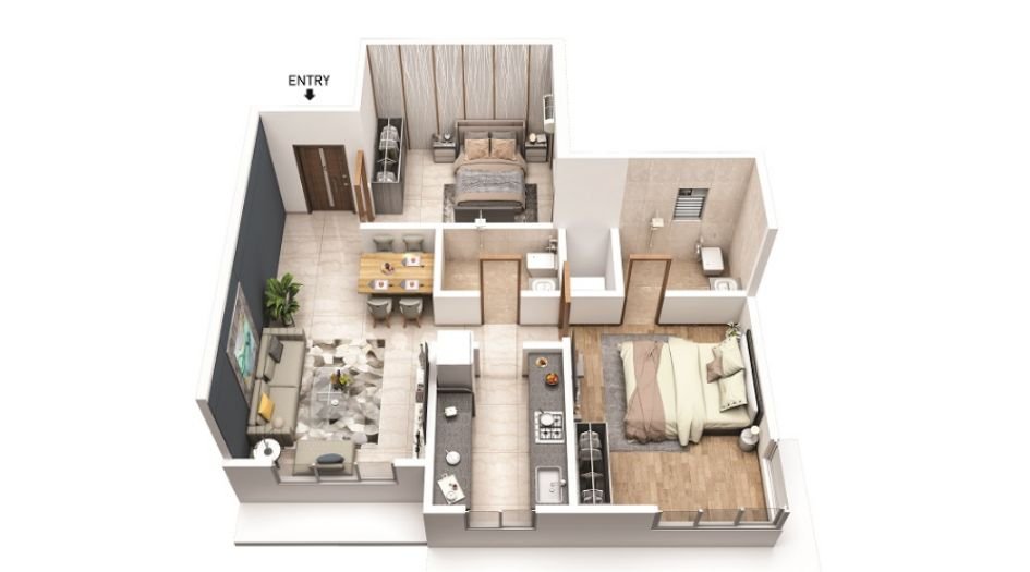 Makwise- Anuvidnyan-2BHK-3D-Plan